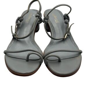 J. McLaughlin Women Light Blue Croc Embossed Low Block Heel Slide Sandals 7.5